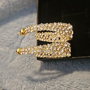 Crystal gold tone earrings